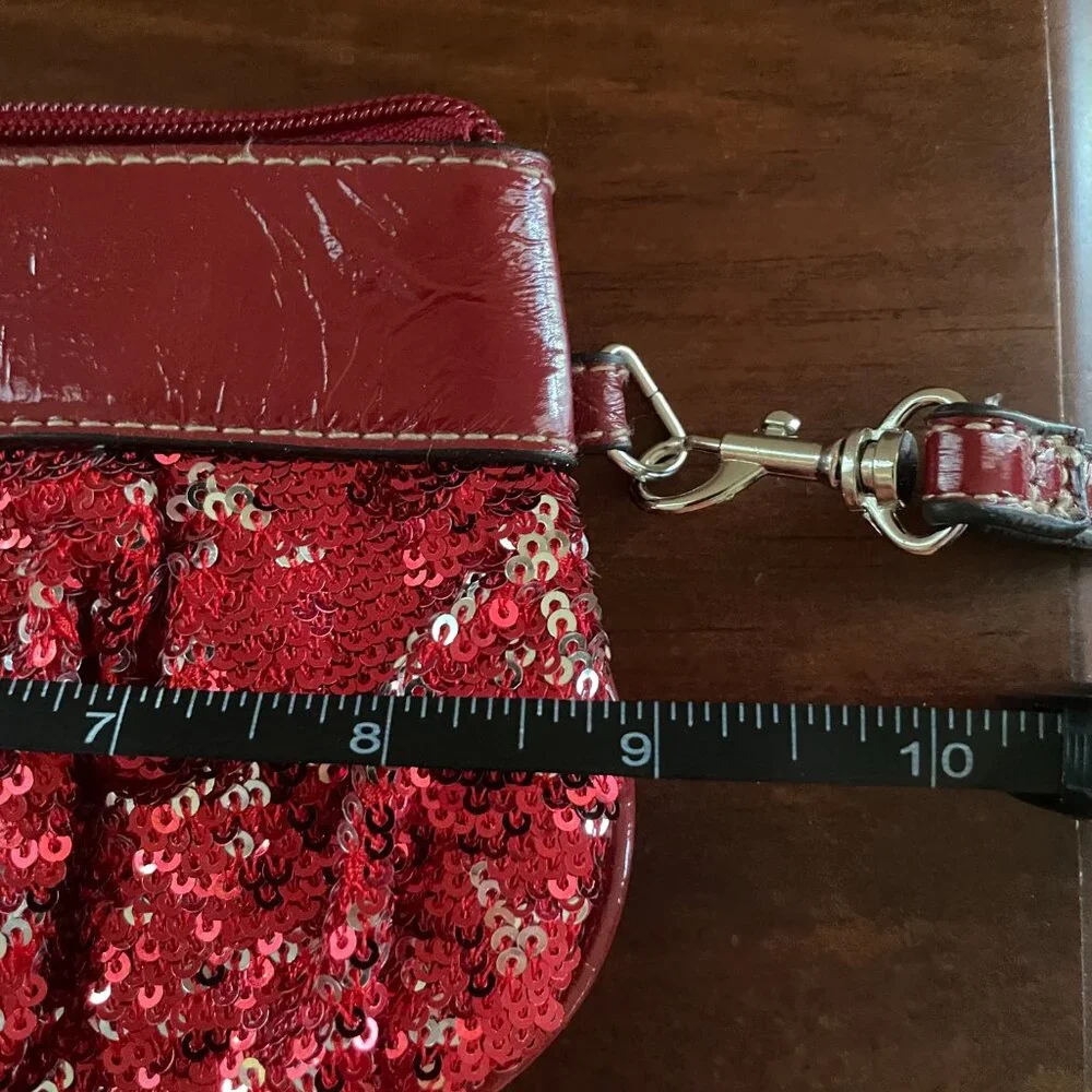 Red Sequin Wristlet Clutch Purse